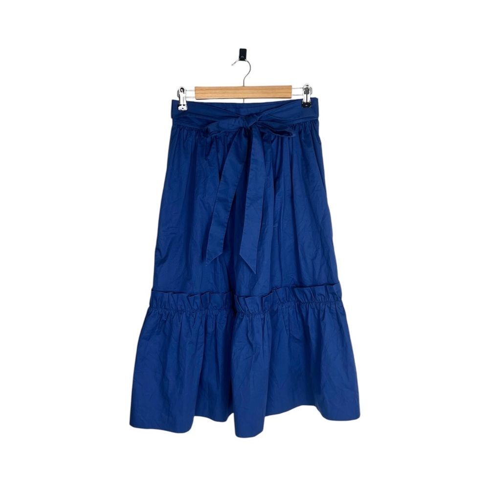 & Other Stories Paris Atelier Royal Blue Tiered Ruffle A Line Bow Tie Skirt - Picture 3 of 6